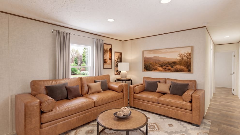 Factory photo of a furnished living room